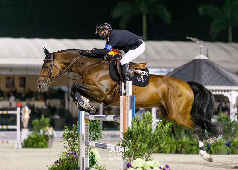 DIEU-MERCI VAN T&L (Toulon x Corrado I) en Eric Lamaze, 10e in de GP 1m60 op CSI5* Wellington op 13 februari 2021 (Foto: Rolex Torrey Pines Stable)